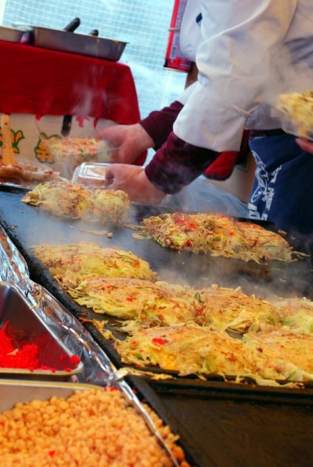 Take away okonomiyaki at Kobosan market